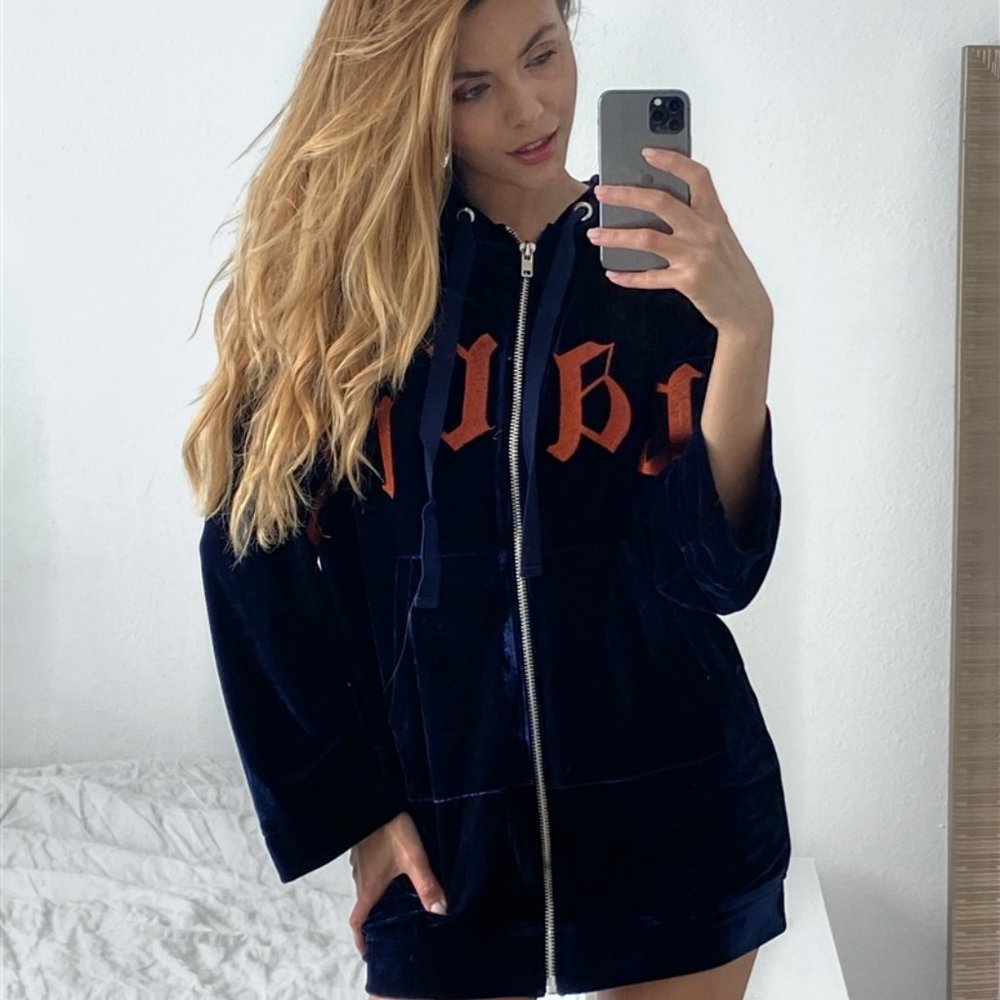 PARIS velvety Oversized Hoodie zip up